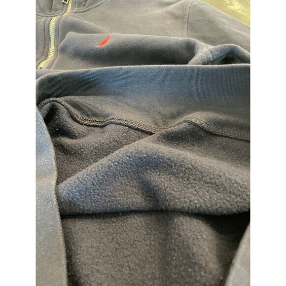Nautica Navy and  Red 3/4 zip fleece lined sweatshirt Med. - Picture 6 of 12